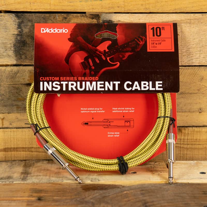 D'Addario D'Addario PW-BG-10TW Braided Instrument Cable - 10' Tweed image 1