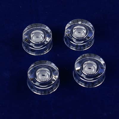 Set of 4 Hatbox Style Electric Guitar Knobs ,Transparent Clear