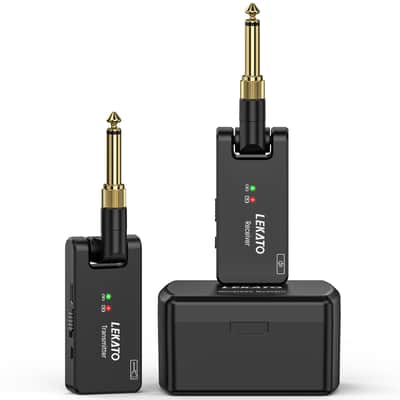 LEKATO  WS-100 2.4G 4 Channels Wireless Guitar Transmitter Receiver System with Charging Box image 9