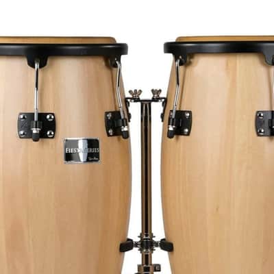Gon Bops Fiesta Series 11" & 12" Conga Drum Set, Natural w/ Stand image 2