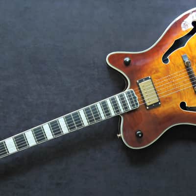 DYNAMIC Metropolitain VSB - Custom Thinline ES Jazz Guitar Exotic Amboyna Burl Top, Ebony Board image 12