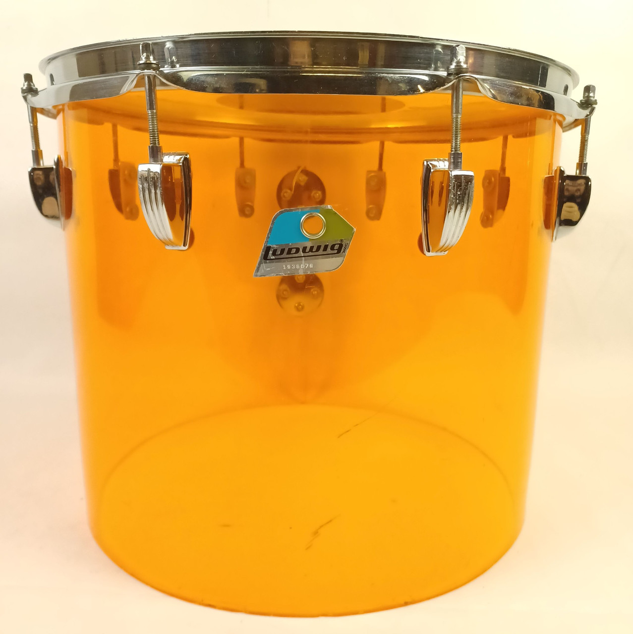 Ludwig 12x14"Amber Vistalite Concert Rack Tom Drum Vintage70s USA Blue/Olive 19x — main photograph