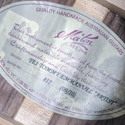 Maton TE1 Tommy Emmanuel "Artist" Signature *Reduced image 13