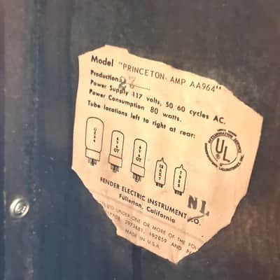 1964 Fender Princeton Blackface AA964 Guitar Combo image 7