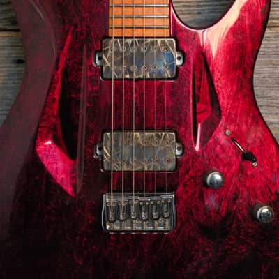 Used Aristides 060 Custom Build Guitar - Ruby Red Marble Burst Gloss w/Case image 3