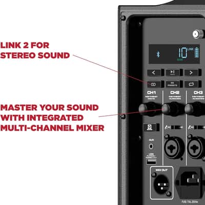 Audio Trouper 100 - Battery Powered Portable Bluetooth Speaker with Rechargeable Battery, Multi-Channel Mixer and FM Radio, 100W image 2