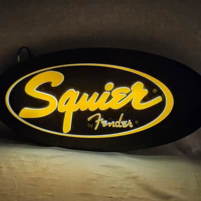 Rare "Squier by Fender" Illuminated Dealer Display Sign, 1990s, w/Power Supply image 3