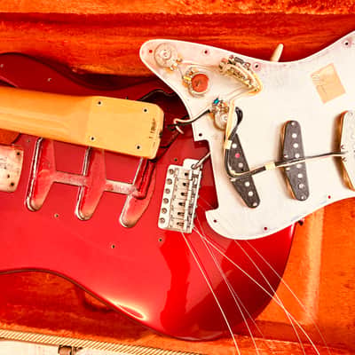 1991 Fender 62 American Vintage Stratocaster Candy Apple Red Custom Shop Pickguard AVRI image 6