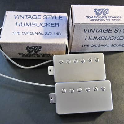 Tom Holmes PAF Humbucker Pickup Set ~ H450, H455 Double Cream Nickel Covers With Peter Green Mod image 1