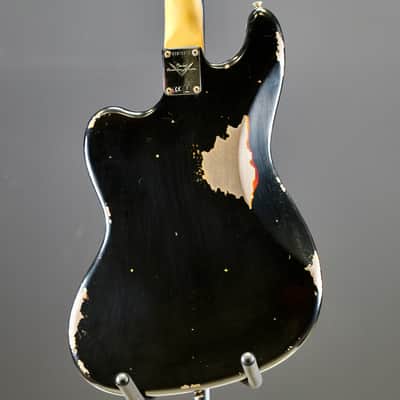 Fender Custom Shop Bass VI Heavy Relic Black // 3 Tone Sunburst image 7