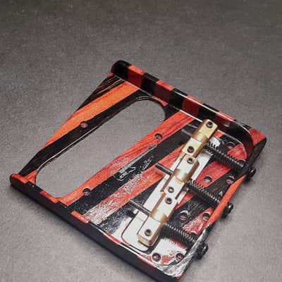 Hillbilly Guitars Custom Black Ebony & Bloodwood Telecaster Bridge w Brass Comp Saddles image 4