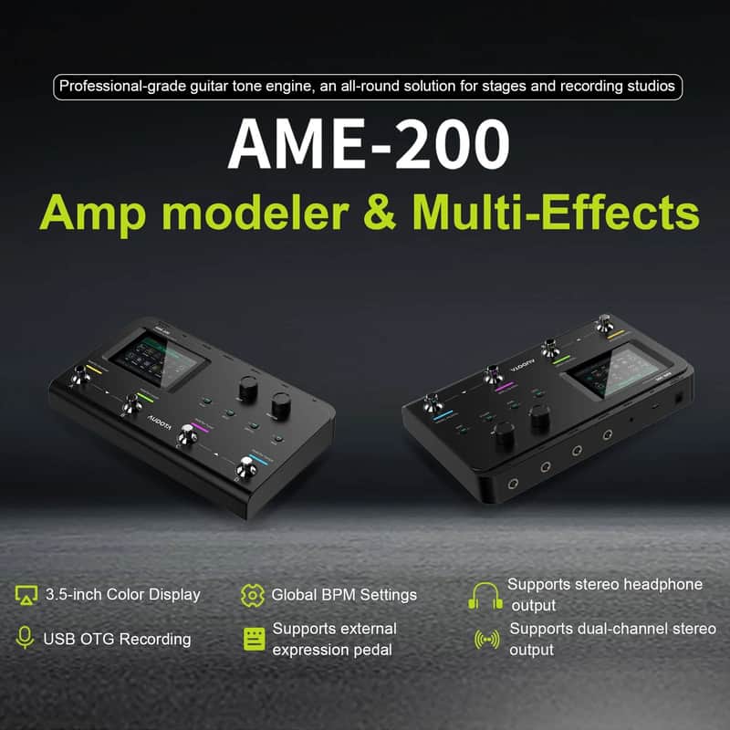 Audota AME-200 Multi-Effects Processor 50Drum Looper 200Presets 10