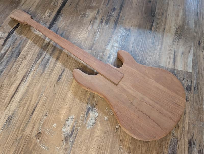 Unbranded Solid Mahogany Bass Guitar Body Neck Blank Project Unfinished image 1