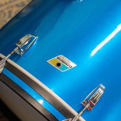 1970s Ludwig 14x26 12x15 16x18 Blue Silk Drum Kit image 13