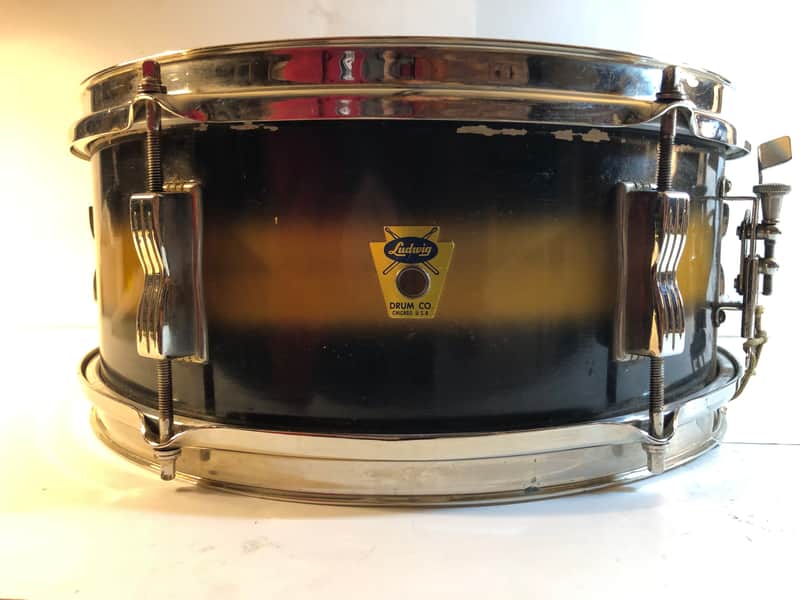 Ludwig No. 491 Pioneer 5x14" 6-Lug Snare Drum with Keystone Badge 1968 - 1969 - Black/Gold Duco Lacquer image 1