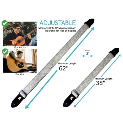 Black and White Polyhedral Die Role Playing Game Guitar Strap - Board Game Dice Guitar Strap- Multi Sided Die- 20 Sided Dice image 6
