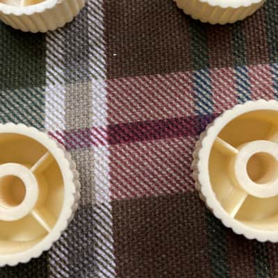 Two White Harmony/Silvertone Cupcake ReIssue Guitar Volume Knobs- Push/Press-On image 4