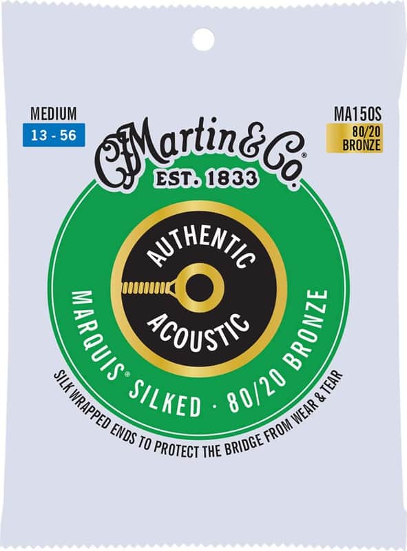 Martin MA150S Authentic Marquis Silked Medium 80/20 Bronze Acoustic Guitar Strings, 13-56 image 1