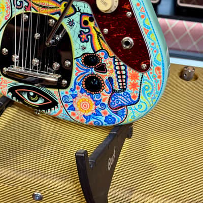 Vintage Guitars V65 30 Anniversary Custom Art Paint “ Surf & Calaveritas” 1 of 1 LTD 2026 - Sea Foam Green image 10