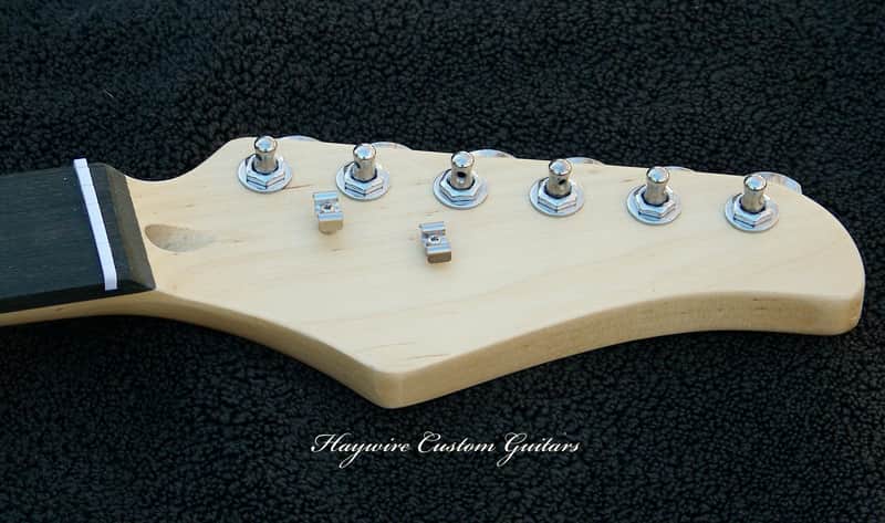 Maple/Ebony Right Hand standard 25-1/2" scale GUITAR NECK with Tuners 22 Fret Fender Tele and Strat Compatible Neck+ New Satin Nitro Finish with Frets Leveled, Crowned and Polished Frets and Includes Custom 1.65" Nut Perfectly Cut for Low Action! image 1