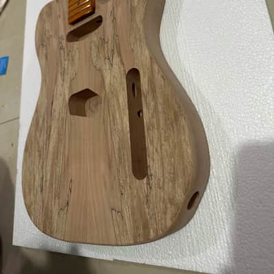 1 Set Veneer Maple Top Guitar Tele Style Mahogany Body with Maple Neck image 1