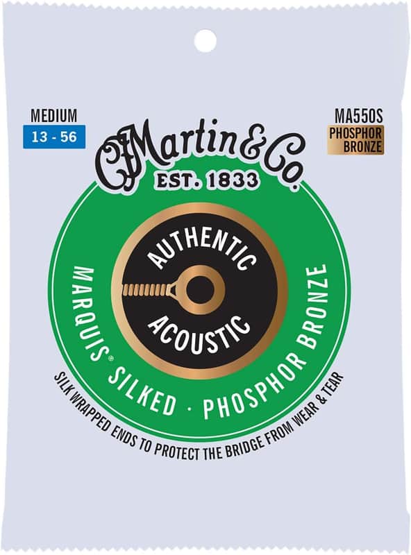 Martin Authentic Acoustic® Marquis® Silked Guitar Strings – Phosphor Bronze, Medium Gauge | Warm, Balanced Tone with Bridge Protection | Silk-Wrapped Ball Ends image 1