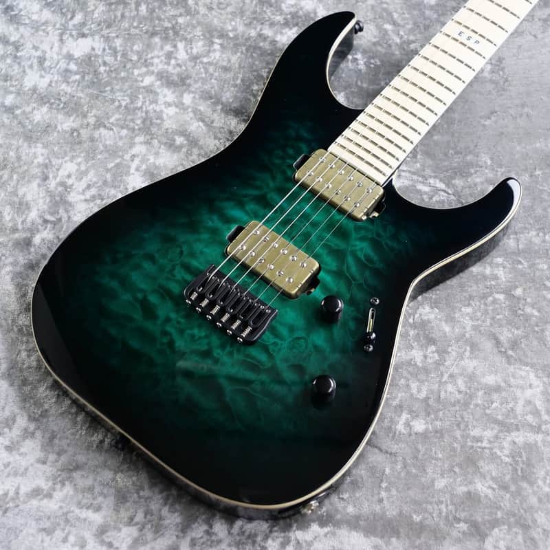 ESP E-II M-II NT HS QM Black Turquoise Burst [Made in Japan