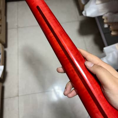 Red round gloss 22frets flame Maple electric Guitar neck for DIY parts image 7