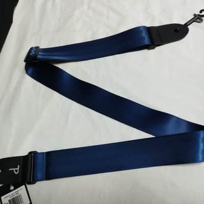 PERRI'S 2" Navy Seatbelt Webbing Guitar Strap With Genuine Leather Ends - NEW - Seat Belt image 1