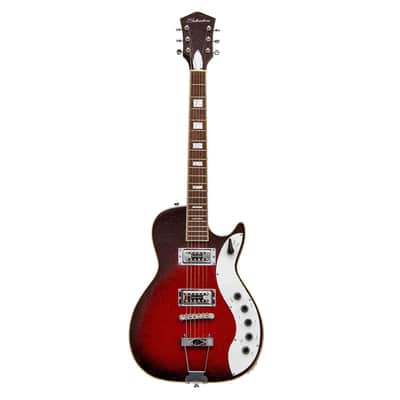 Silvertone 1423 Series Single Cut Guitar - Red Silver Flake Burst image 2