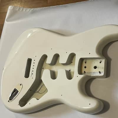 1980's Korean Kramer ZX30 White Stratocaster Plywood Guitar Body 2 Post Tremolo image 2