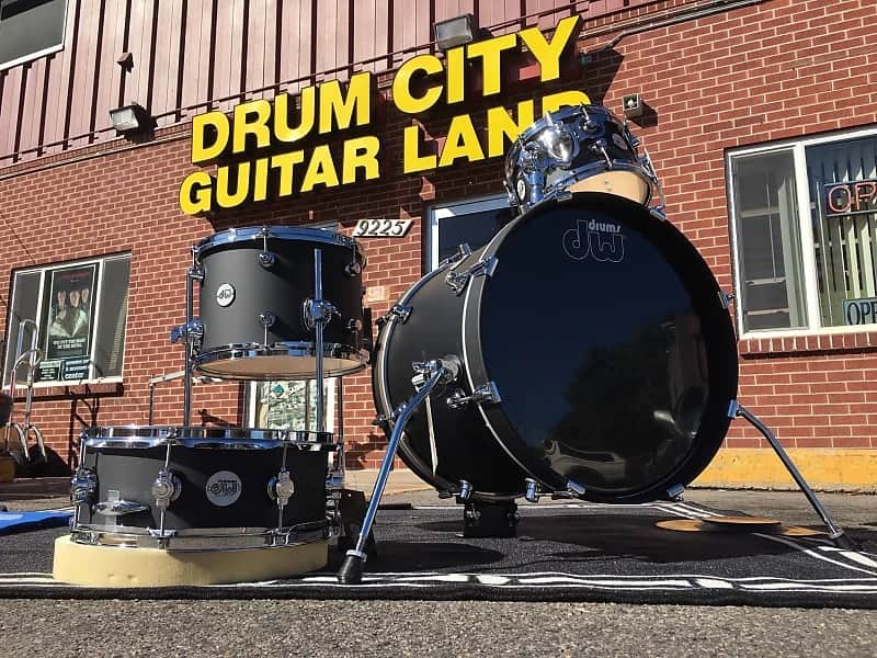 DW Design Series Satin Black Maple Shell Mini Pro 4-Pc Shell Kit w/ 16"Bass Drum (2025) image 1