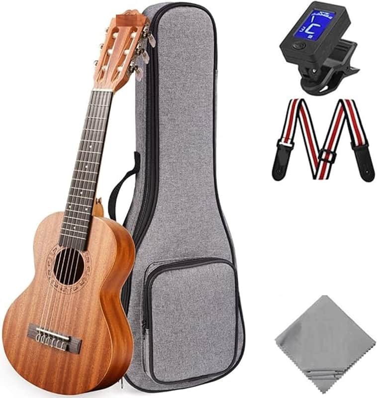 Guitalele Acoustic 28 inch Professional 6 Strings Guitar Ukulele Small Travel Classical Guitarlele Kit for Beginners Pack Bundle Gig bag, Tuner, Strap, Strings Set image 1