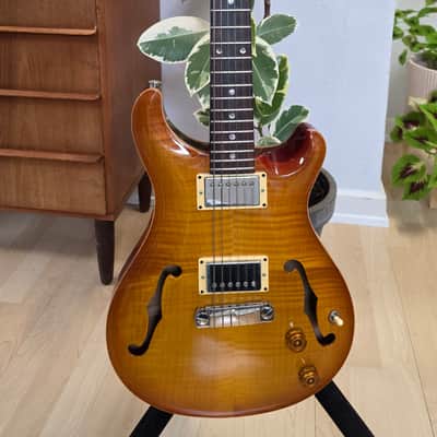 1999 PRS McCarty Hollowbody II 10 Top Moon Inlay Amber Vintage Sunburst Hollow Body Archtop AAA Figured Flame Curly Maple Ten Top Wide Fat 90s 1990's Electric Guitar Custom Inlays image 17