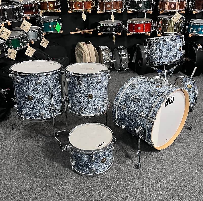 Peter Erskine's DW Jazz Series 12/13/14/16/20" Maple Gum Drum Set Kit with Matching 14" Snare in Silver Abalone image 1