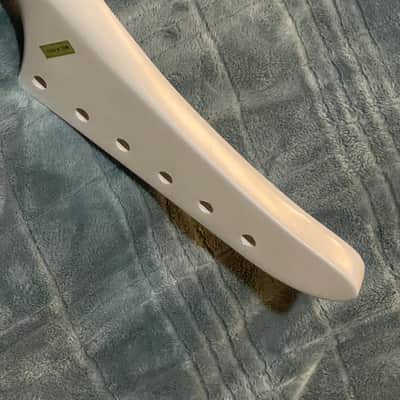 NOS. "NewVintage Cort banana Rare Flawless neck Effector bone stock NEW N.O.S. guitar neck 1970's - white flawless w factory screened logo Unplayed new frets image 8