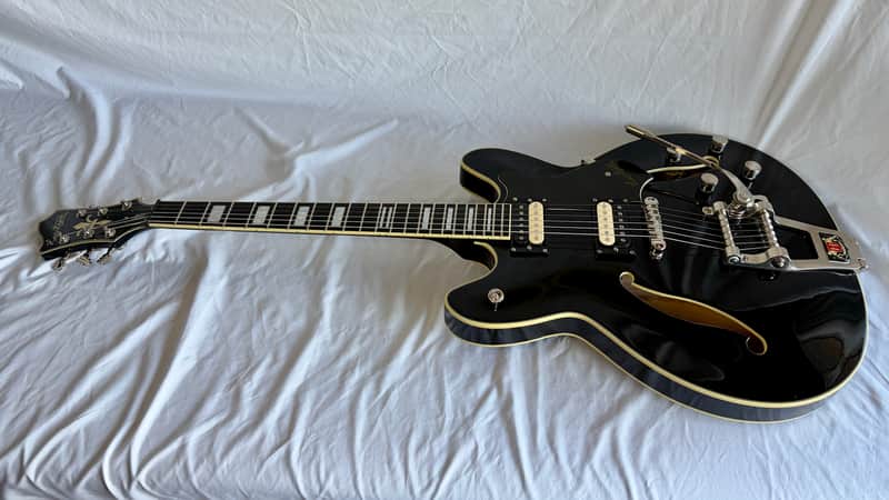 Hagstrom TREVIDLX-BLK Tremar Viking Deluxe Semi-Hollow with Tremolo 2010s - Gloss Black image 1