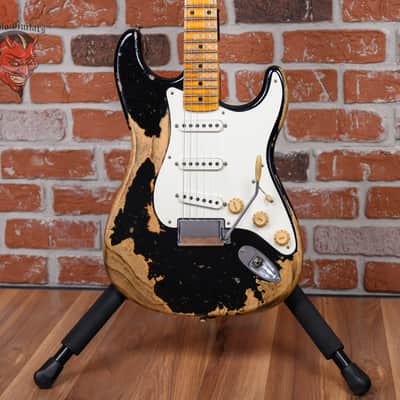 Fender Custom Shop 1957 Stratocaster Super Heavy Relic Black 2023 w/OHSC image 1