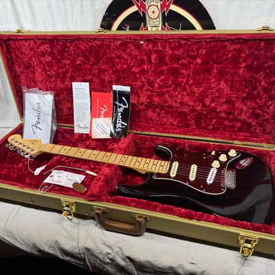 Fender American Professional Stratocaster HSS (modified to SSS) Shawbucker Guitar with Case 2016 - Black / Maple neck image 1