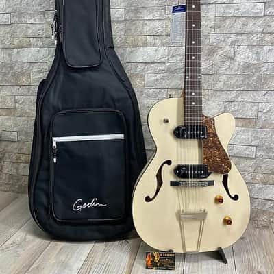 Godin #052837 - 5th Avenue TL Thinline Series Kingpin P90 Hollowbody Guitar with Gigbag - Trans Cream HG- 5th Ave image 1
