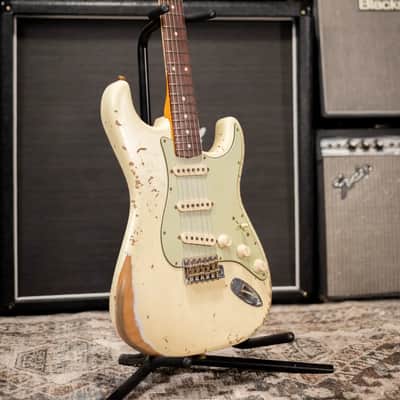 Fender Custom Shop 1962 Stratocaster Heavy Relic Electric Guitar - Vintage White with Hardshell Case image 14