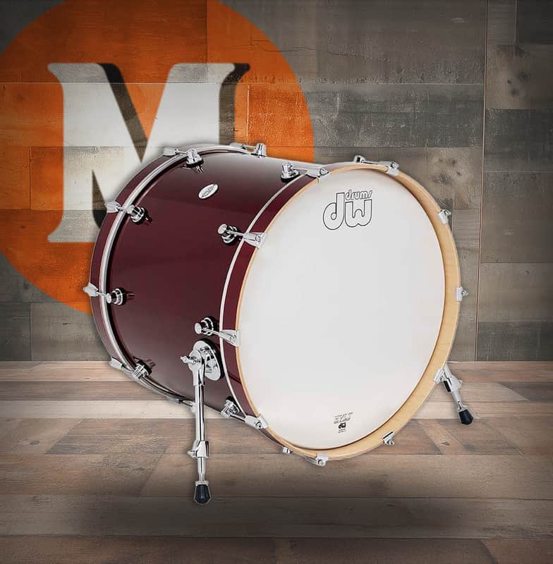 DW Design Series Maple Bass Drum 18x22 - Cherry Stain Gloss Lacquer w/Chrome Hardware (DDLG1822KKCS) image 1