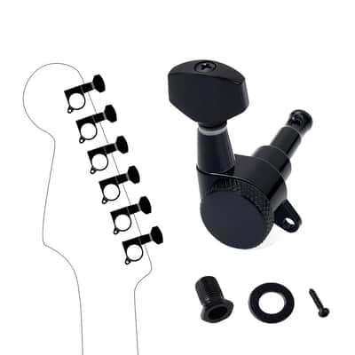 6R Guitar Locking String Tuning Pegs 18:1 Ratio Sealed Guitar Tuning Keys Machines with 45 Degree Fixing Tag for Strat ST Tele Electric Guitar Pack of 6 JT/ZSJXQ-01 Black image 3