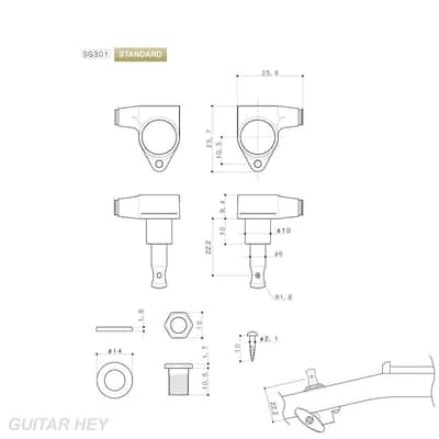 NEW Gotoh SG301-20 Tuners 3x3 Tuning Keys Grover Style 3+3 - BLACK image 3