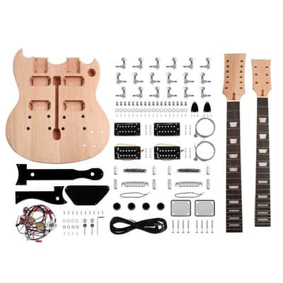DIY Double Neck Electric Guitar Kit 12 String / 6 String Mahogany Unfinished Right-Handed image 1