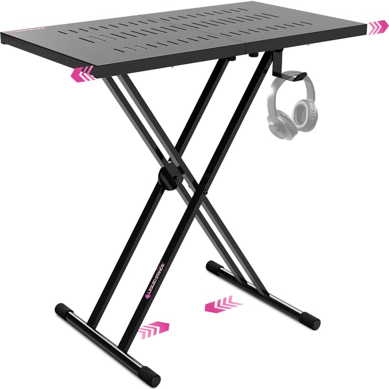 Liquid Stands Expandable X Style Keyboard Stand & DJ Table Stand Portable Audio Mixer Stand image 1