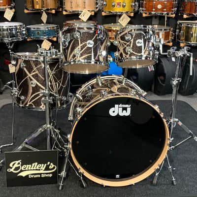 ~NEW~ DW Collector's Series 333 Maple 4-Piece 10/12/16/22 Drum Kit Set in Smoke Glass Contrail FinishPly w/ Chrome Hardware image 1