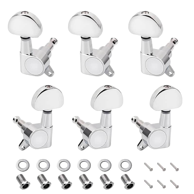 3L3R '60S Guitar Tuning Pegs Keys 15:1 Guitar String Tuning Keys Machines With 45 Degree Fixing Tag For Gibson/Epiphone Les Paul Lp Sg Electric Acoustic Guitar Jt/Jxq-04 Half Round Button image 1