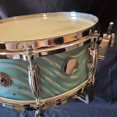 Gretsch Aqua Satin Flame, 4147 5x14' 8 Lug Snare Drum 1960's image 6