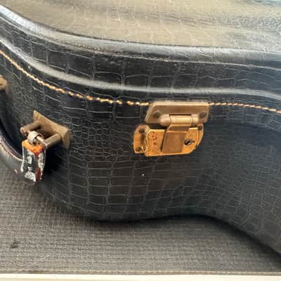 Vintage 1940s–1950s Epiphone Lifton Archtop Case – Black Alligator / Purple Interior image 2